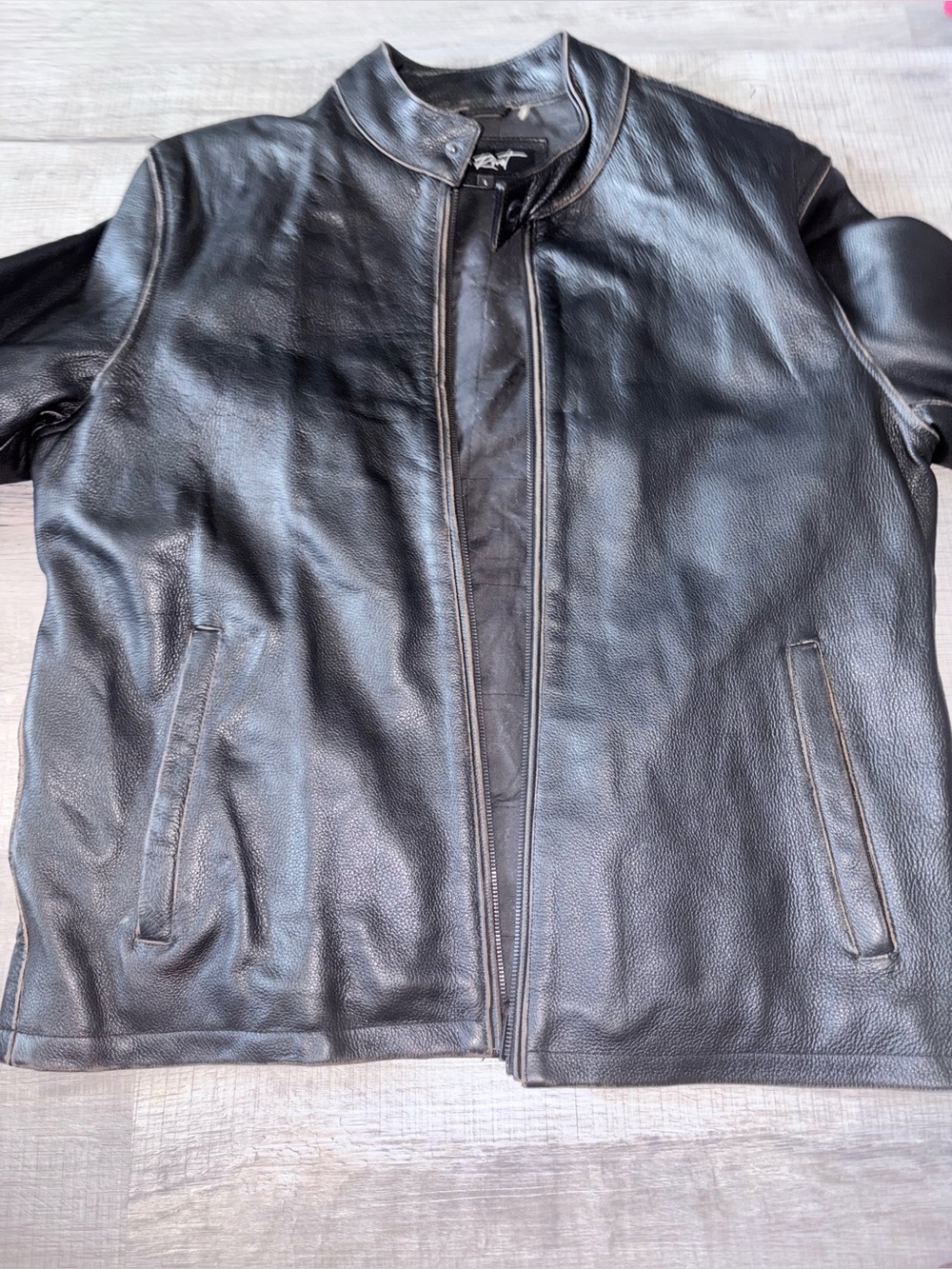 Vintage Black Rivet Antique Leather Cycle Jacket
